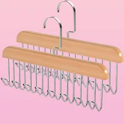 ayune 8-Hook Wood Organizer – Headwear Sack & Apparel Wooden Shirt Pack of 2 Hangers For Shirt image 1