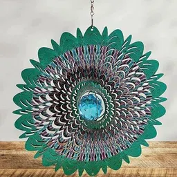 adfresh Wind Spinner Mandala Rich Green Starry Sky| Wind Spinner Mandala | Stainless Steel Windchime image 4