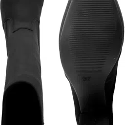 bxxy Women's 3.5 Inch Block Heel Height Black Casual Formal Slipon Knee Height Boots Slip On For Women image 3