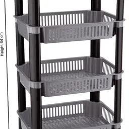 actilife Plastic 4 Layer Multipurpose Grey Plastic Storage Rack for Kitchen Bathroom Office Storage Basket image 3