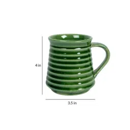 unravel india Earthern 150Ml Green Ceramic (Set Of 6) Tea Cups image 4