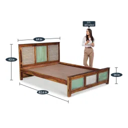 fabuliv Horace Queen Size Bed In Teak Finish image 3