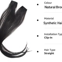 tress 2 Pcs Single Clip Synthetic Side Covers Up Extension/Patch (Natural Brown) Hair Extension image 4