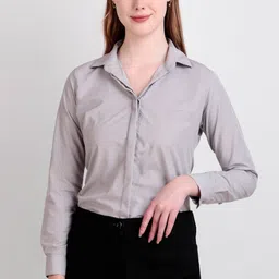 swaz Women Slim Fit Solid Spread Collar Formal Shirt-picture-20