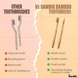 bambio Bamboo Toothbrush Pack of 4 Medium Toothbrush image 5