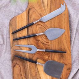 vareesha Radiant Black Handle Silver Heads Cheese Knives Set-picture-15