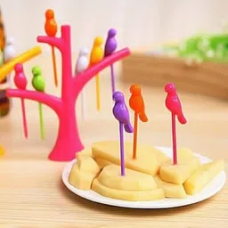 brillar Fancy Bird Fork for Eating Fruits Disposable Plastic Dinner Fork Set image 5