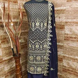 skyfiesta Unstitched Georgette Salwar Suit Material Embroidered-picture-13