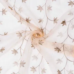 parda online Brown Polyster Floral 7ft Sheer Eyelet Window/Door (1 Pc) image 3