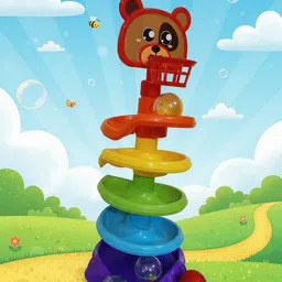 flyi Kids Play Animal Ball Tower Colorful Spiral Ramp Toy with Rattling Balls-picture-44