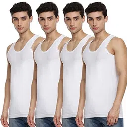 ramraj cotton Pack of 4 White Scoop Neck Sleeveless Cotton Undershirt Men Vest image 1
