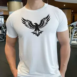 Men Printed Round Neck Polycotton White T-Shirt-image-6