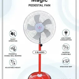 pollycool Magic Padestal Fan 5Blades Silent Operation 1400RPM High Speed with 12 Months Warranty Silent Operation 400 mm Pedestal Fan image 4