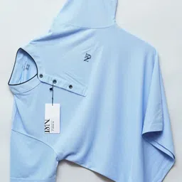 n and j Men Solid Henley Neck Polycotton Light Blue T-Shirt-picture-13