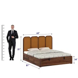 vintage home Aaram Sheesham Wood Queen Size Bed With Hydraulic Storage in Provincial Teak Finish image 7