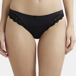jockey 1813 Medium Coverage Microfiber Elastane Stretch with StayFresh Treatment Women Bikini Black Panty-picture-25