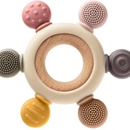 ntz Teething Toys for Newborn Infant Toys Gifts Wooden and sillicon Teething Rattle-picture-21