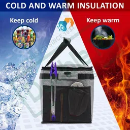 double r bags Thermal Insulated Food Delivery Bag Hot and Cold Food Transport Bag for Online Camping Groceries Cake Bakery Restaurants Picnic Grocery Shopping - XXL Size for Catering Pack of 2 Grocery Bags image 4