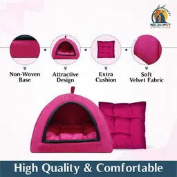 relexpet Cats Kittens Pet Hut House in Soft Velvet, Puppies and Small Dog Bed M Pet Bed image 2