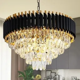 msm crystal Black Gold polish metal 500mm chandelier hanging ceiling pendant jhoomer Chandelier Ceiling Lamp-picture-16