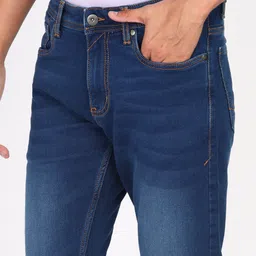 peter england Men Slim Mid Rise Blue Jeans image 4