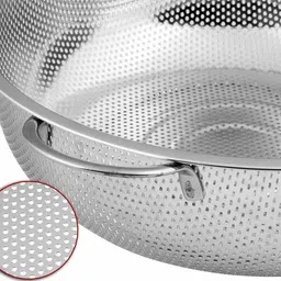 jynex Stainless Steel Kitchen Fruit Vegetable Rice Washing Baskets Strainer Drainer with Handle Drain Basin Basket Collapsible Strainer Strainer image 2