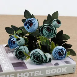 satyam kraft 1 Pcs Artificial Flower for Hamper , Craft and Home Decor Blue Peony Artificial Flower image 5