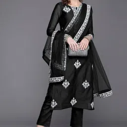 housofcommon Women Viscose Rayon Kurta Pant Dupatta Set-picture-17