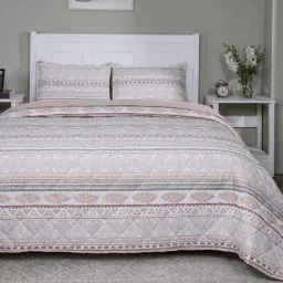 maspar Peach Cotton Polyester Geometric Print 110 GSM Double Bed Quilt-picture-23