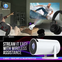 Egate Atom 2X (Ei9027) (200 lm / 1 Speaker / Wireless / Remote Controller) Android 13 | 200 ISO Lumens, 720p Native with 1080p & 4K Support | Manual Focus + Automatic Keystone with Netflix, Prime etc | WiFi 6 & BT, Screen Mirroring | 1GB RAM-8GB ROM Smart Projector image 5