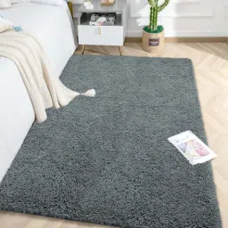 luxe home international Grey Solidal Microfiber 4 x 6 Feet Machine Made Carpet-picture-22