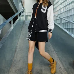 s r s fashion Women Colorblock Varsity Jacket image 2
