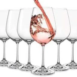 (Pack of 6) (Pack of 6) crystal clear wine glass for party set of 6 Glass (350 ml, Glass)_ Glass Set Wine Glass-image-33