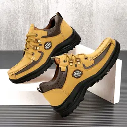 rzisbo Synthetic Leather Lightweight Comfortable Trendy Walking Hiking Trekking Lace Up Boots For Men image 3