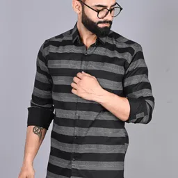 fubar Men Slim Fit Striped Spread Collar Casual Shirt-picture-24