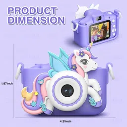 wembley Unicorn Kids Digital Camera Mini Compact for Girls Boys 4 5 6 7 8 Selfie Camera image 3