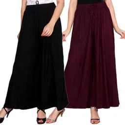 urvashi fashion Pack of 2 Women Relaxed Maroon, Black Viscose Rayon Trousers-picture-17