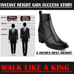 yuvrato baxi Men 2 Inch Block Heel Height Increasing Black Casual Formal Slipon Ankle Boot Slip On For Men image 5