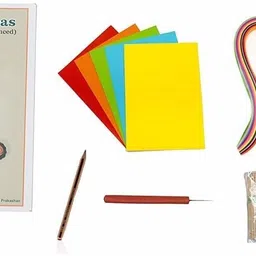 morel PAPER QUILING KIT TOOL SET FOR KIDS/ART&CRAFT GIFT ITEM FOR CHILD, KIT- QUILLING BOOK, QUILLING NEEDLE, 5MM AN 10 MM QUILING STRIPS, TINTED PAPER, EARING HOOK, STONES TOOTH PICKS PENCILS.-picture-16