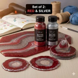 bolt bee Red and Silver Color Glitter Powder for Nails, Art & Crafts Sparkle & Shine Resin Art Medium image 5