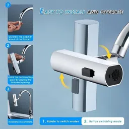 wens 3 in 1 Waterfall Kitchen Faucet,360 Swivelling Anti-Splash Sink Faucet Sprayer Adapter image 5