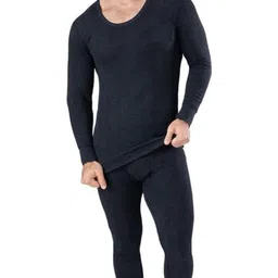 LUX COTT'S WOOL Black Full Sleeves Round Neck Men Top - Pyjama Set Thermal-picture-34