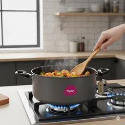 treon Non Stick Coated Aluminium Large Biriyani Pot with Lid-10 Litre-(28cm) 10 L Induction Bottom Pressure Cooker image 3