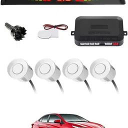 intenzo Universal 4 White Reverse Parking Sensor With LED Display For Cars-326 Safety of Passengers/Car One Alarm Kit-326 Parking Sensor-picture-11
