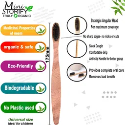 mini storify truly organic 2 Kids and 1 Adults Neem Toothbrush with Charcoal and Biodegradable Handle Soft Toothbrush image 3