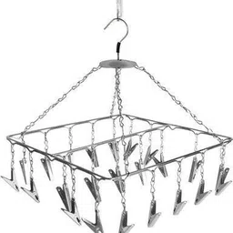 kogent enterprises 25-Clips Stainless Steel Square Cloth Drying Hanger – 360° Rotating Hanging Rack Steel Tie Hanger For Tie-picture-47