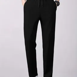 hoo Men Solid Black Track Pants-picture-41