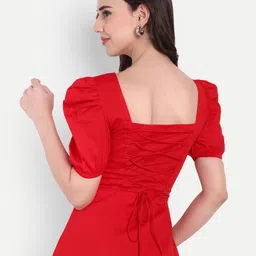 elyraa Women A-line Red Midi/Calf Length Dress image 2