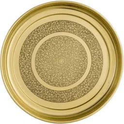 grande empresa Brass Etching Design Thali – 12 Inch Premium Traditional Serving Plate Dinner Plate image 1