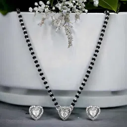anuradha 925 SILVER HEART SHAPE MANGALSUTRA SET Silver Mangalsutra-picture-27